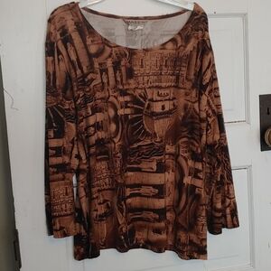 Massini Long Sleeve Museum Print Shirt Size XL